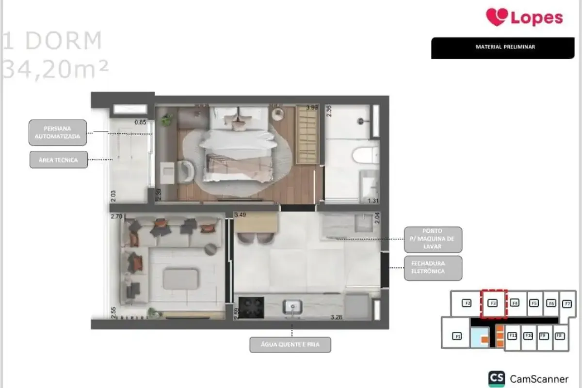 Apartamento, 1 quarto, 34 m² - Foto 12